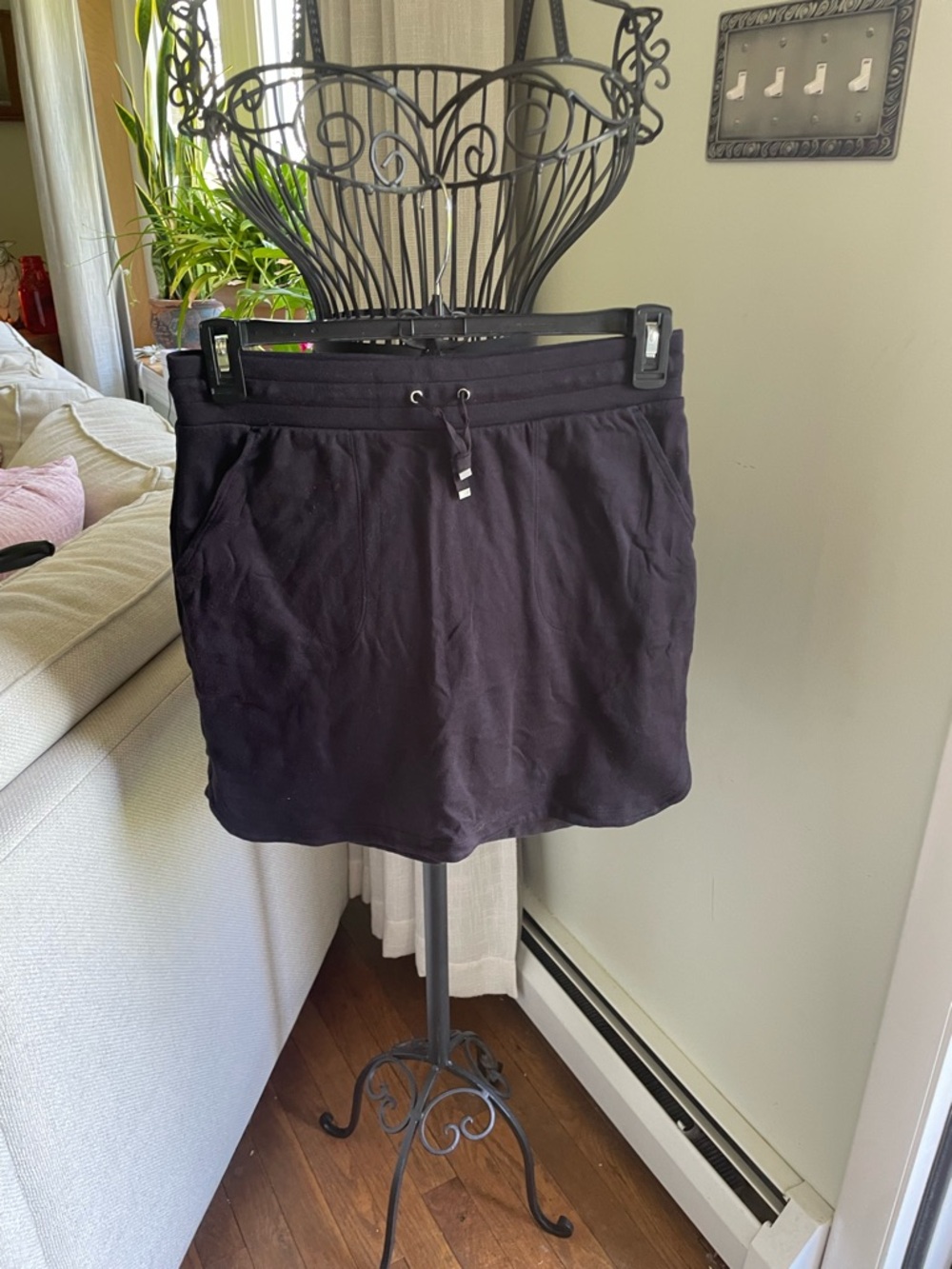 Black Drawstring Casual Skort
